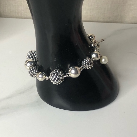 MICHAEL DAWKINS Starry Night Sterling Silver and Pearl Bracelet Toggle Bracelet - Picture 10 of 17